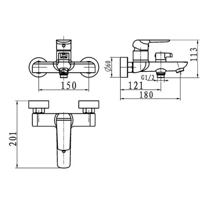 Novaservis - Μπαταρία μπανιέρας NOBLESS TINA γυαλιστερό χρώμιο
