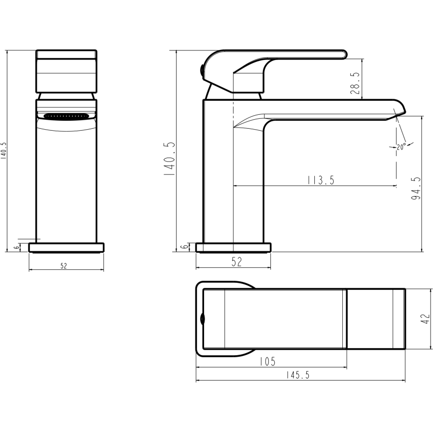 Novaservis - Μπαταρία νιπτήρα NOBLESS SHARP σε γυαλιστερό χρώμιο