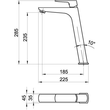 Novaservis - Μπαταρία νιπτήρος NOBLESS EGO 28,5 cm ματ μαύρο