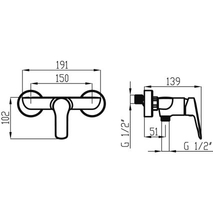 Novaservis - Μπαταρία ντους METALIA γυαλιστερό χρώμιο