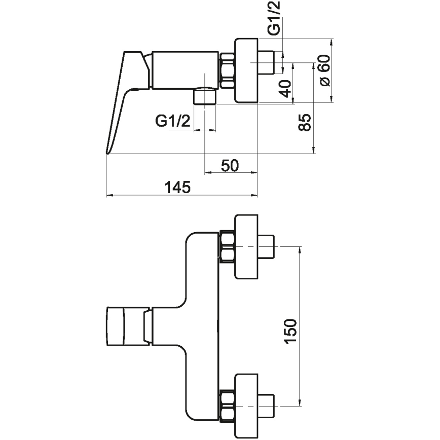 Novaservis - Μπαταρία ντους NOBLESS EGO γυαλιστερό χρώμιο