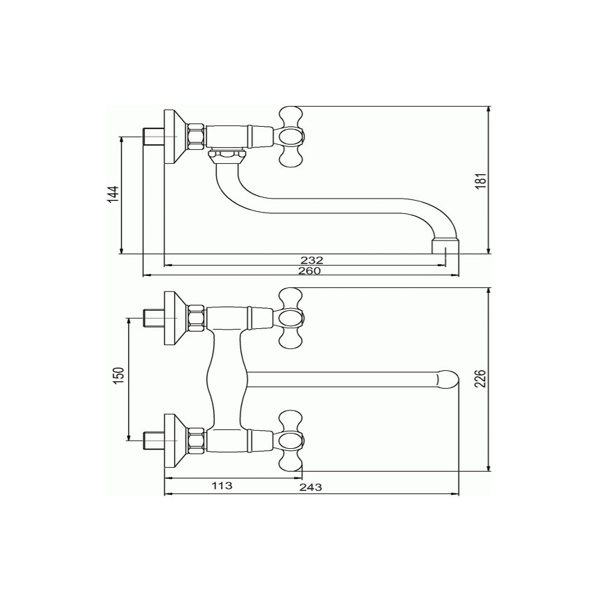 Novaservis - Μπαταρία νεροχύτη/νιπτήρα TITANIA RETRO σε γυαλιστερό χρώμιο