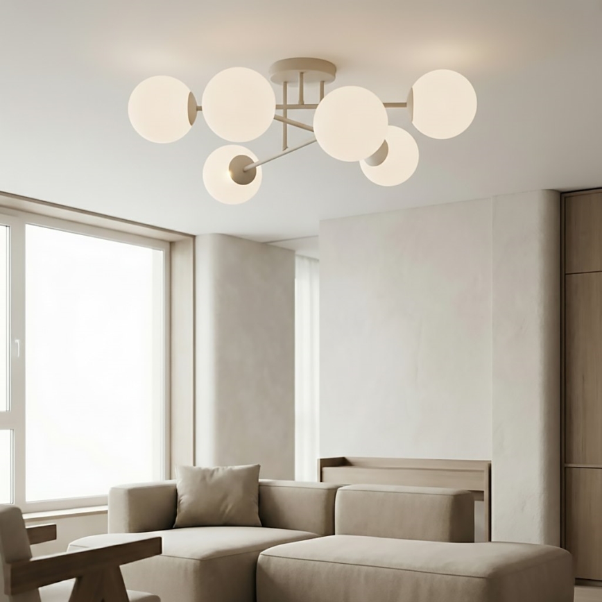 Ημι-κρεμαστός πολυέλαιος ROMA 6xE14/10W/230V μπεζ