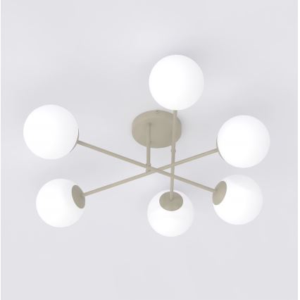 Ημι-κρεμαστός πολυέλαιος ROMA 6xE14/10W/230V μπεζ