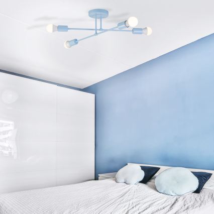 Ημι-επιφανειακό φωτιστικό οροφής CAMBRIDGE 4xE27/15W/230V, μπλε