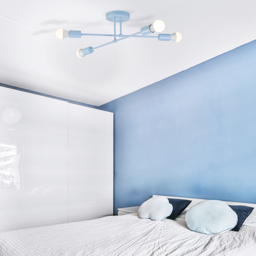 Ημι-επιφανειακό φωτιστικό οροφής CAMBRIDGE 4xE27/15W/230V, μπλε