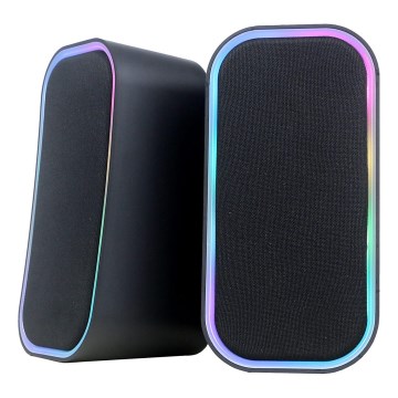 Ηχεία USB με οπίσθιο φωτισμό RGB 2x3W/5V μαύρα