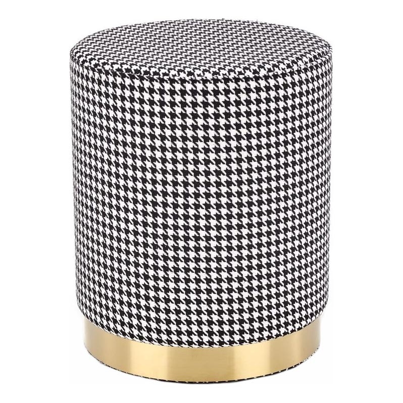 Σκαμπό ARUNA διάμετρος 36 εκ. λευκό/μαύρο/χρυσό