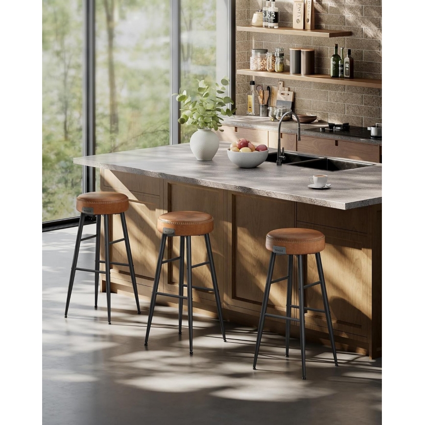 Σκαμπό μπαρ LIOR καφέ/μαύρο