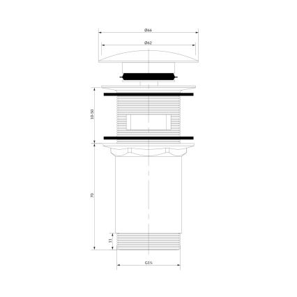 OMNIRES A706AT - Νιπτήρας με βαλβίδα CLICK-CLACK διάμετρος 6,6 εκ. βουρτσισμένο ανθρακί