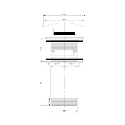 OMNIRES A706BM - Βαλβίδα νιπτήρος CLICK-CLACK διάμετρος 6,6 cm λευκό ματ