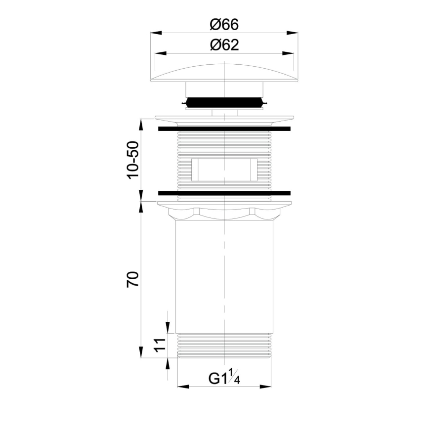 OMNIRES A706BP - Βαλβίδα νιπτήρος CLICK-CLACK διάμετρος 6,6 cm γυαλιστερό λευκό