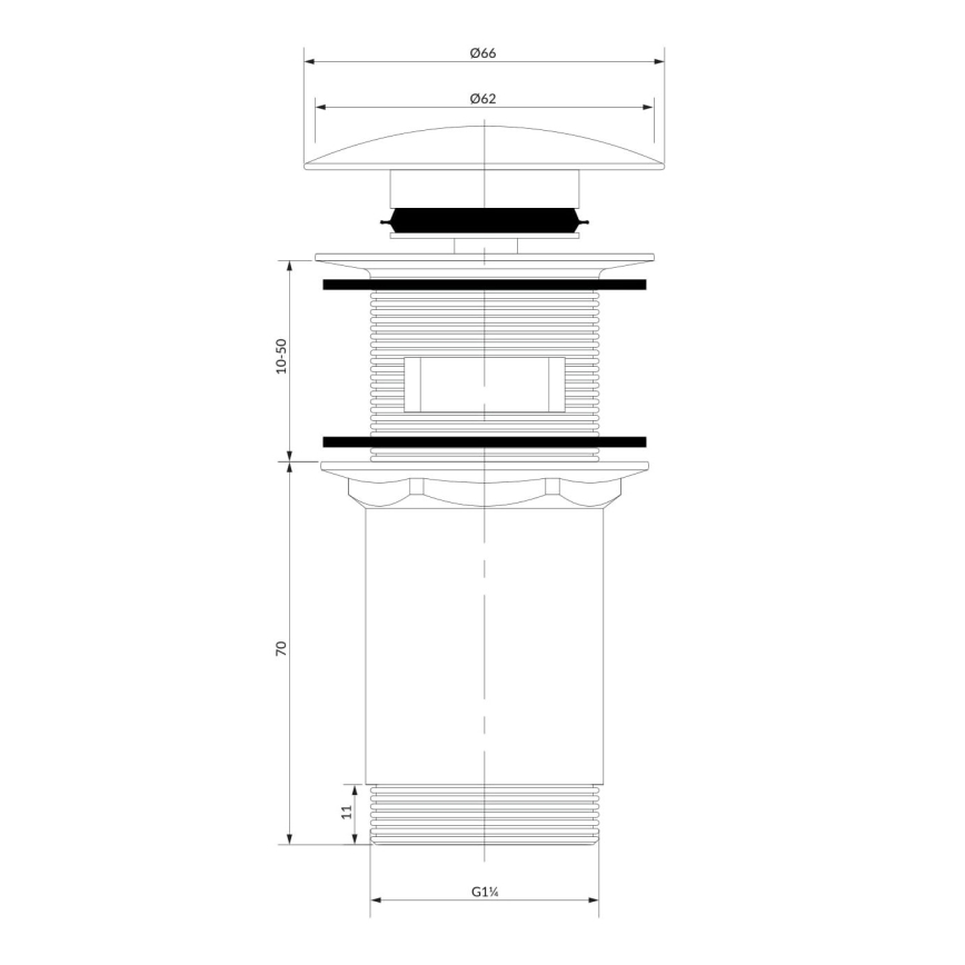 OMNIRES A706CPB - Νιπτήρας CLICK-CLACK με διάμετρο 6,6 εκ., βουρτσισμένο χαλκό