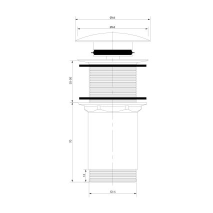 OMNIRES A716CP - Βαλβίδα νιπτήρος CLICK-CLACK διάμετρος 6,6 cm γυαλιστερό χαλκός