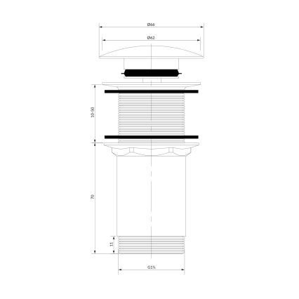OMNIRES A716CR - Βαλβίδα νιπτήρος CLICK-CLACK διάμετρος 6,6 cm γυαλιστερό χρώμιο