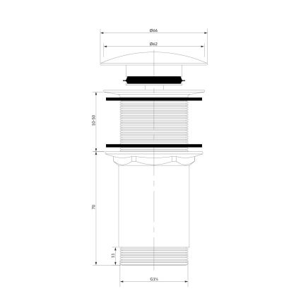 OMNIRES A716GR - Νιπτήρας CLICK-CLACK με διάμετρο 6,6 εκ., βουρτσισμένο γραφίτη