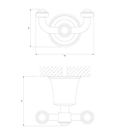 OMNIRES AL53120CR - Άγκιστρο τοίχου ART LINE γυαλιστερό χρώμιο