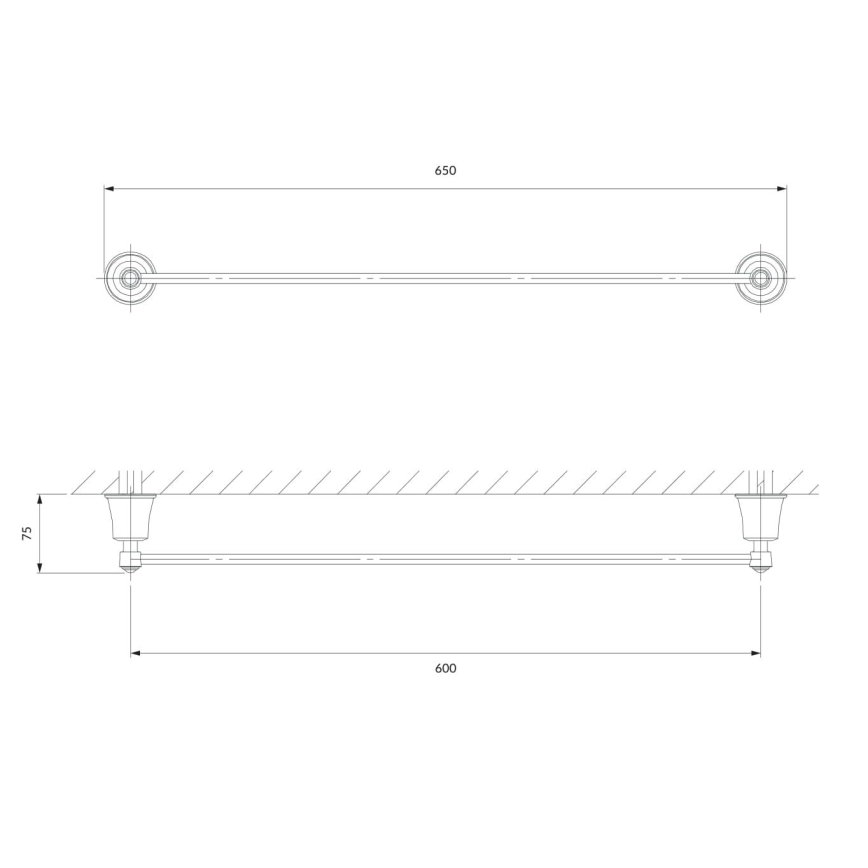 OMNIRES AL53216CR - Πετσετοθήκη ART LINE 65 cm γυαλιστερό χρώμιο