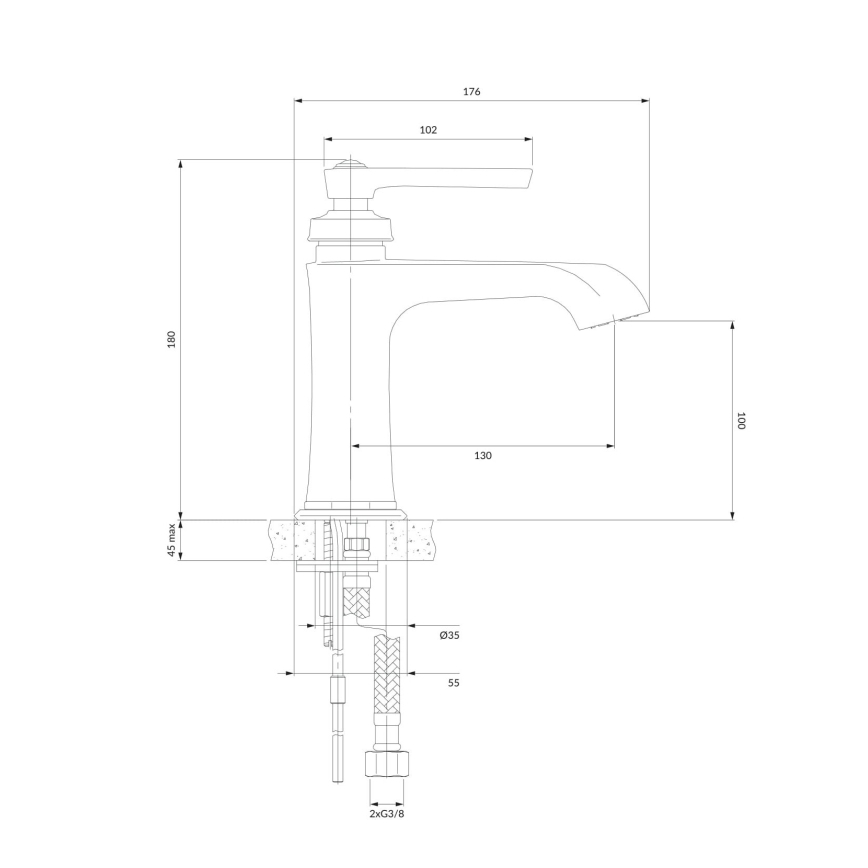 OMNIRES AM5210CR - Μπαταρία νιπτήρος ARMANCE 18 cm γυαλιστερό χρώμιο