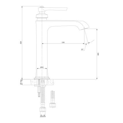 OMNIRES AM5212CR - Μπαταρία νιπτήρος ARMANCE 26 cm γυαλιστερό χρώμιο