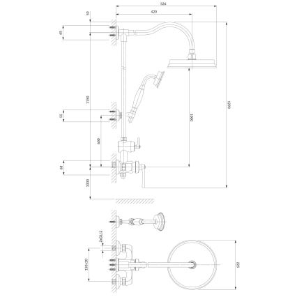 OMNIRES AM5244CR - Σετ ντους με μπαταρία ARMANCE σε γυαλιστερό χρώμιο