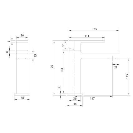 OMNIRES BA7810CR - Μπαταρία νιπτήρα BARETTI 17 εκ. γυαλιστερό χρώμιο