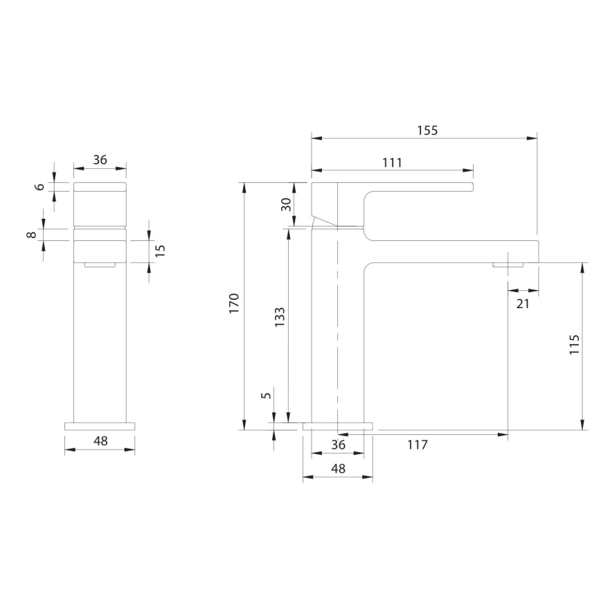 OMNIRES BA7810CR - Μπαταρία νιπτήρα BARETTI 17 εκ. γυαλιστερό χρώμιο
