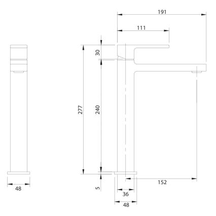 OMNIRES BA7812CR - Μπαταρία νιπτήρα BARETTI 27,7 cm γυαλιστερό χρώμιο