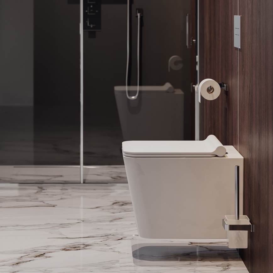 OMNIRES BOSTONMWBP - Λεκάνη κρεμαστή με κάλυμμα SoftClose BOSTON ceramics/γυαλιστερό λευκό