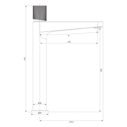 OMNIRES CT8012CPB - Μίκτης νιπτήρα CONTOUR 31,2 cm σε βουρτσισμένο χαλκό