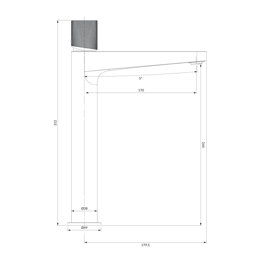 OMNIRES CT8012CR - Μπαταρία νιπτήρος CONTOUR 31,2 cm γυαλιστερό χρώμιο