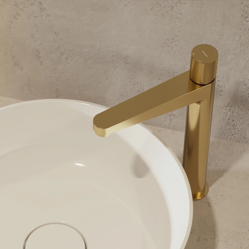 OMNIRES CT8012GLB - Μπαταρία νιπτήρος CONTOUR 31,2 cm γείωση χρυσό