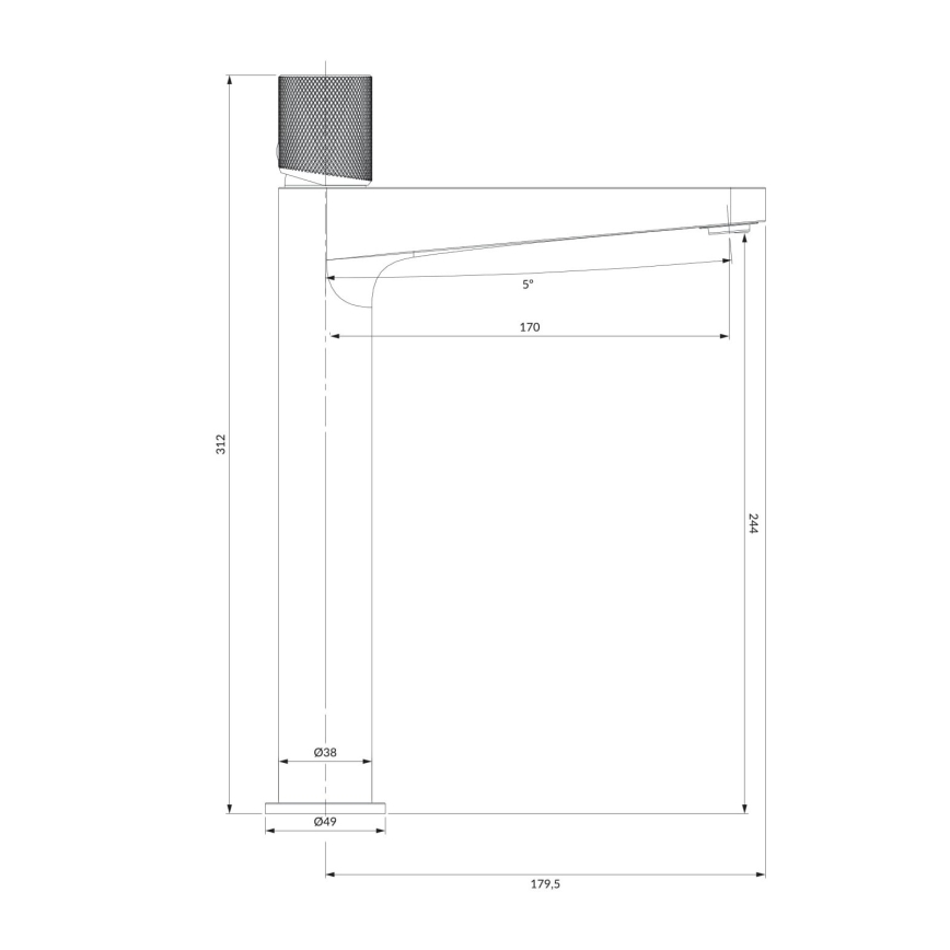 OMNIRES CT8012GLB - Μπαταρία νιπτήρος CONTOUR 31,2 cm γείωση χρυσό