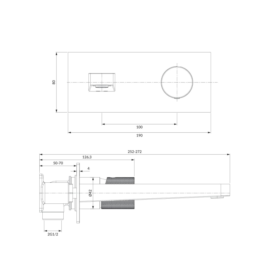 OMNIRES CT8015CR - Μπαταρία νιπτήρα για εντοιχισμένη εγκατάσταση CONTOUR γυαλιστερό χρώμιο