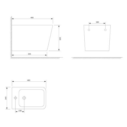 OMNIRES FONTANABIBP - Επιτοίχιο μπιντέ FONTANA, κεραμικό, γυαλιστερό λευκό