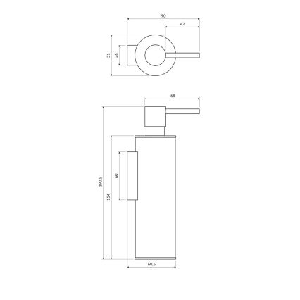 OMNIRES MP60721BL - Ντισπένσερ υγρού σαπουνιού τοίχου MODERN PROJECT 150 ml ματ μαύρο