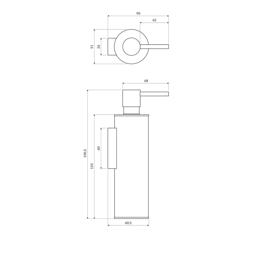 OMNIRES MP60721BL - Ντισπένσερ υγρού σαπουνιού τοίχου MODERN PROJECT 150 ml ματ μαύρο