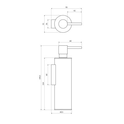 OMNIRES MP60721CR - Ντισπένσερ υγρού σαπουνιού τοίχου MODERN PROJECT 150 ml γυαλιστερό χρώμιο