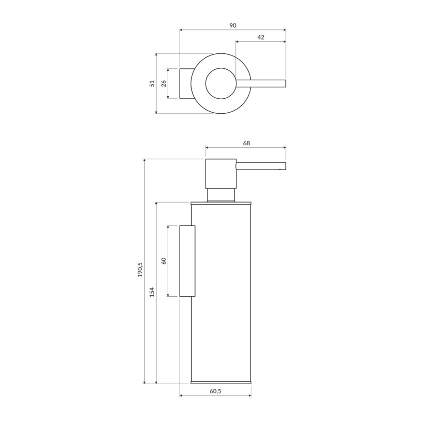 OMNIRES MP60721CR - Ντισπένσερ υγρού σαπουνιού τοίχου MODERN PROJECT 150 ml γυαλιστερό χρώμιο