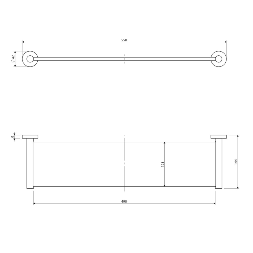 OMNIRES MP60930CR - Ράφι τοίχου MODERN PROJECT 55 cm γυαλιστερό χρώμιο