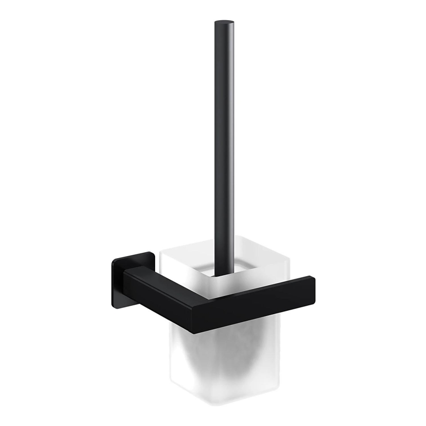 OMNIRES NL80620BL - Επιτοίχια βούρτσα τουαλέτας NELSON ματ μαύρη