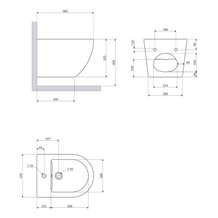 OMNIRES OTTAWABIBP - Μπιντέ κρεμαστό OTTAWA ceramics/γυαλιστερό λευκό