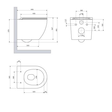 OMNIRES OTTAWASPXMWBM - Κρεμαστή λεκάνη με κάθισμα SoftClose OTTAWA, κεραμική/ματ λευκή