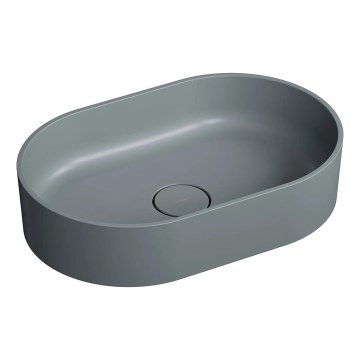 OMNIRES OVOUNAG - Νιπτήρας επιτραπέζιος OVO 55x36 εκ. δολομίτης/ματ σταχτί γκρι