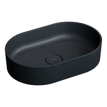 OMNIRES OVOUNBLV - Επιτραπέζιος νιπτήρας OVO 55x36 cm δολομίτης/ματ μαύρη λάβα