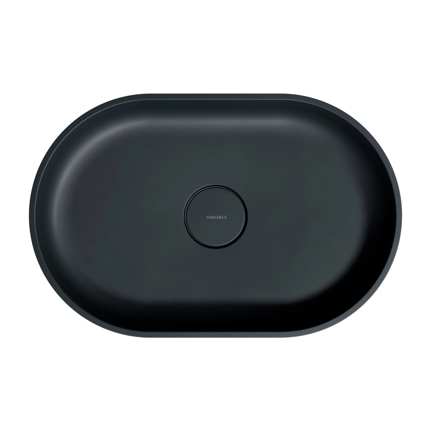 OMNIRES OVOUNBLV - Νιπτήρας επιτραπέζιος OVO 55x36 εκ. δολομίτης/ματ μαύρη λάβα