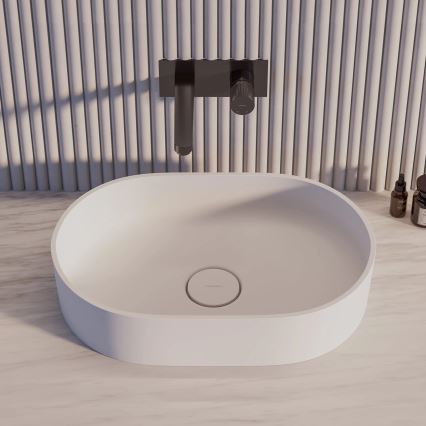 OMNIRES OVOUNBM - Επιτραπέζιος νιπτήρας OVO 55x36 cm από δολομίτη, ματ λευκό