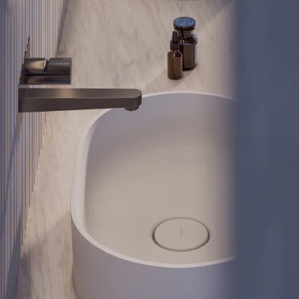 OMNIRES OVOUNBM - Επιτραπέζιος νιπτήρας OVO 55x36 cm από δολομίτη, ματ λευκό