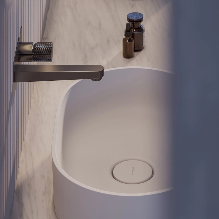 OMNIRES OVOUNBM - Νιπτήρας επιτραπέζιος OVO 55x36 εκ. δολομίτης/ματ λευκό