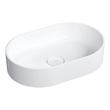 OMNIRES OVOUNBP - Νιπτήρας για πάγκο OVO 55x36 εκ. δολομίτης/γυαλιστερό λευκό